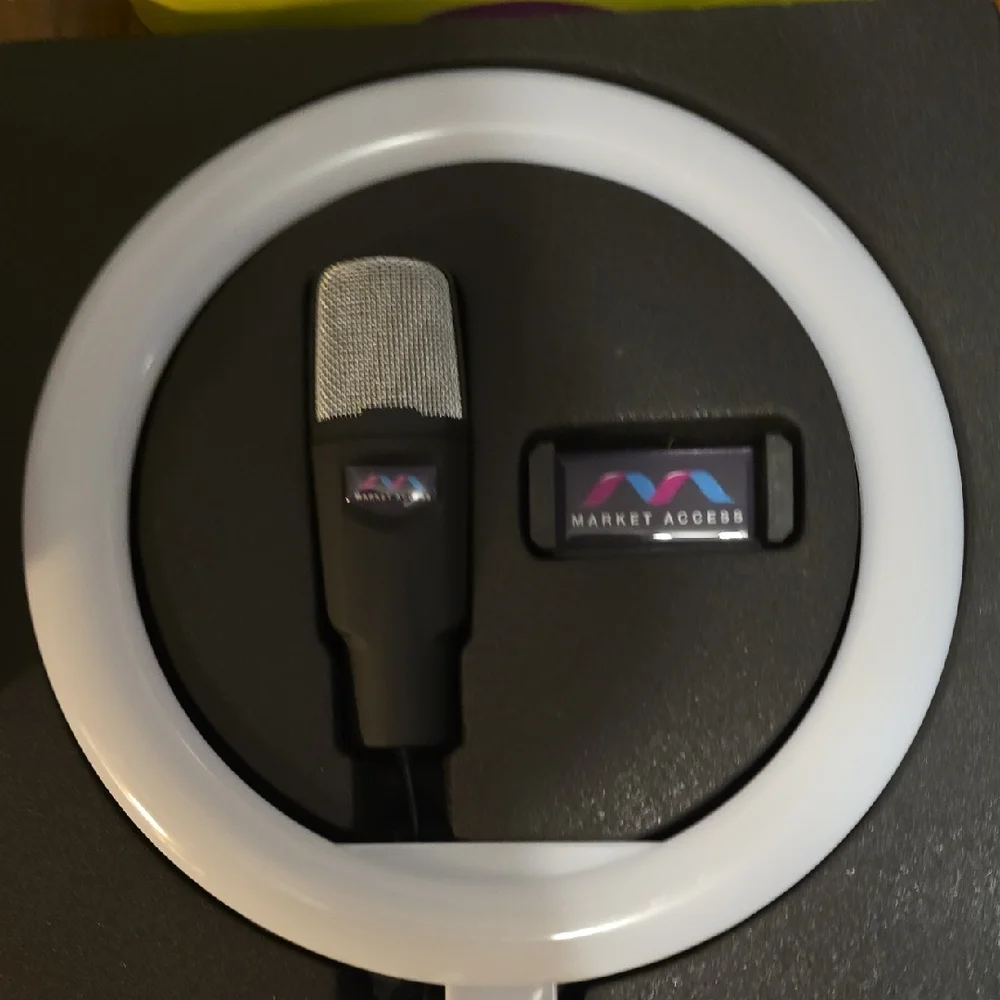 Black and Silver Ring Light with Microphone